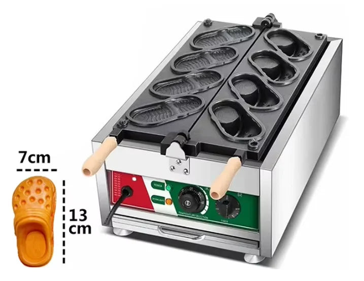 Commercial Slipper Shape Waffle Maker Machine 4 or 6 Holes Non-stick Waffle Iron Kitchen Snack Equipment.