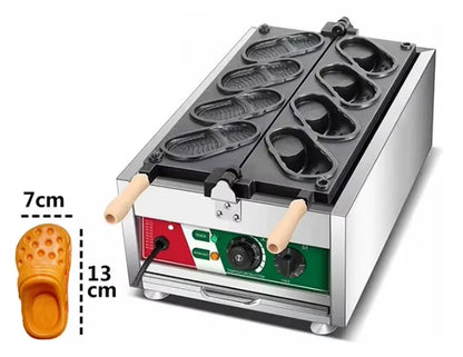 Commercial Slipper Shape Waffle Maker Machine 4 or 6 Holes Non-stick Waffle Iron Kitchen Snack Equipment.
