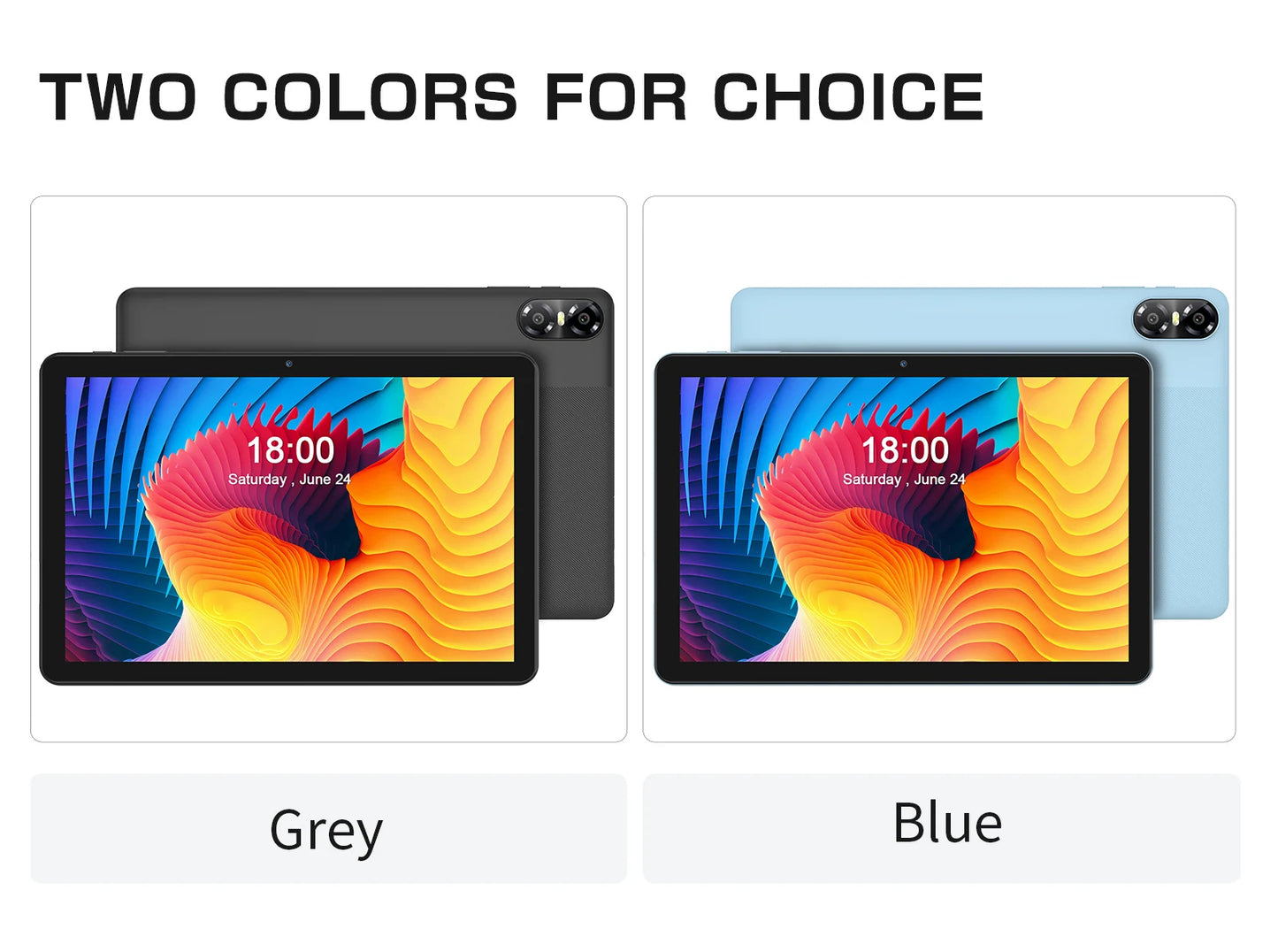 10.1" Android Tablet with Octa-core Processor 8GB(4+4GB Virtual) RAM 64GB ROM HD IPS Touchscreen, Wi-Fi 6, BT 5.0, Dual Camera.