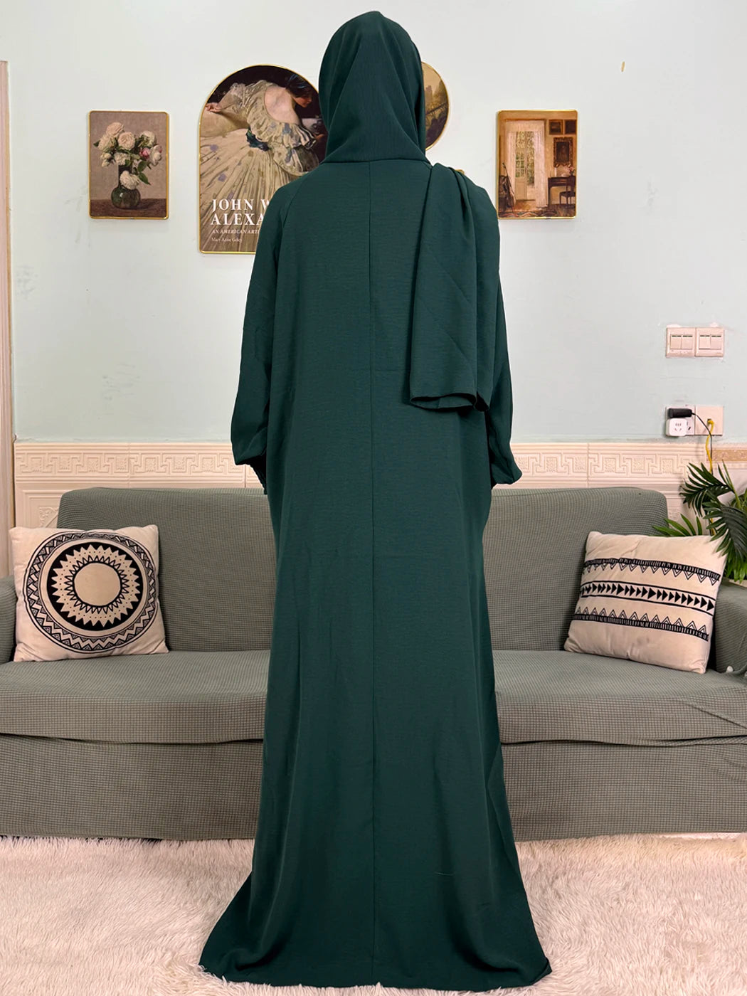 Muslim Abaya Ramadan 2025 For Women Pure Cotton Loose Prayer Femme Robe Elastic Cuffs African Dress With Connected Hijabs Scarf