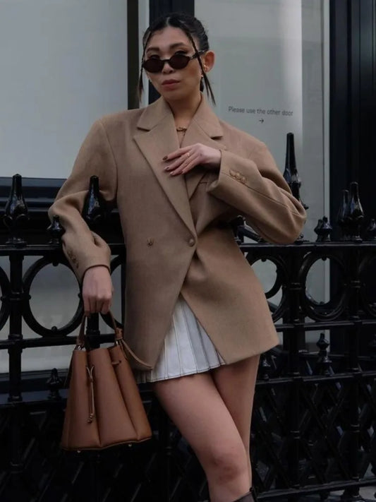 Neue Diagonal schnalle frauen Jacke Anzug Klassische Vintage Casual Jacken Herbst Mode Retro Frauen Mantel Revers Weibliche Mäntel Tops