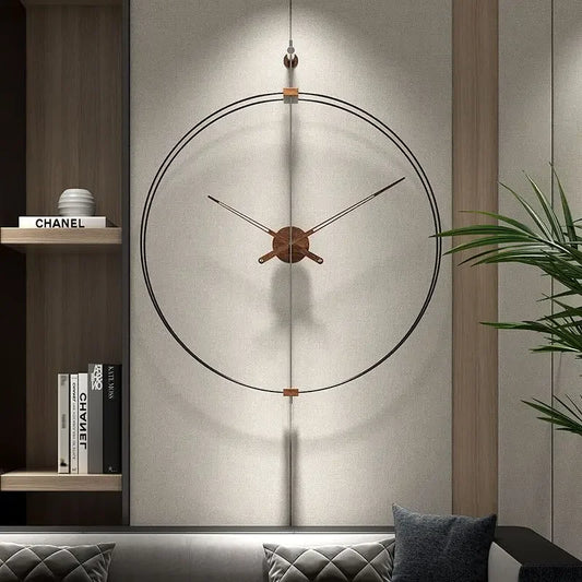 Spanische Wanduhr, minimalistische Uhr, Wohnzimmer, ästhetische Kunstuhren, Massivholzzeiger, große Wanduhr, stille Uhrwerkuhren