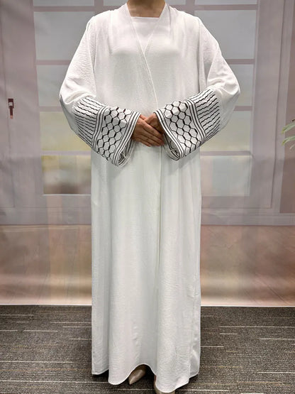 Embroidery Open Modest Kimono Abaya Dubai Luxury Islam Muslim Kaftan Modal Dress Arabic Abayas Women Kebaya Robe Femme Musulmane.