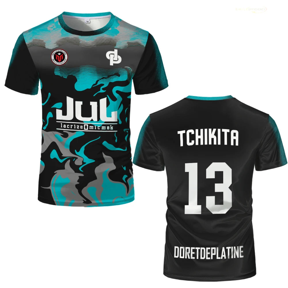 New Summer Maillot JUL Jersey Tchikita Youth Breathable Quick Dry Training Football T-shirt Men and Women Fashion Sports Tees.
