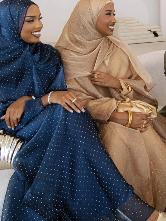 Women Arabic Eid Muslim Dubai Abaya Luxury hot diamonds Hijab Dress Kimono Cardigan Kaftan Robe Femme Islam Clothing Kebaya.