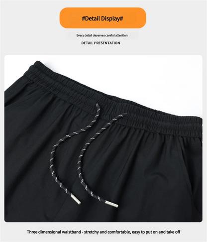 2025 Summer Ice Silk Casual Pants Boys Casual Peplum Pants Handsome Straight Colorblocking Sports Pants.