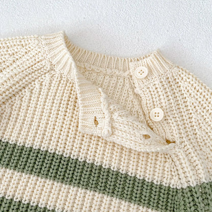 Baby-Pullover für Herren und Damen, neue Herbst-Stile für Säuglinge und Kleinkinder, gestreifte Strickoberteile und Hosen-Sets.