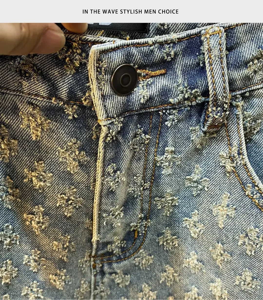 Retro American Casual Vintage Worn Short Jeans Men Straight Loose High Street Five-Point Pants Summer 2025 Distressed Denim.