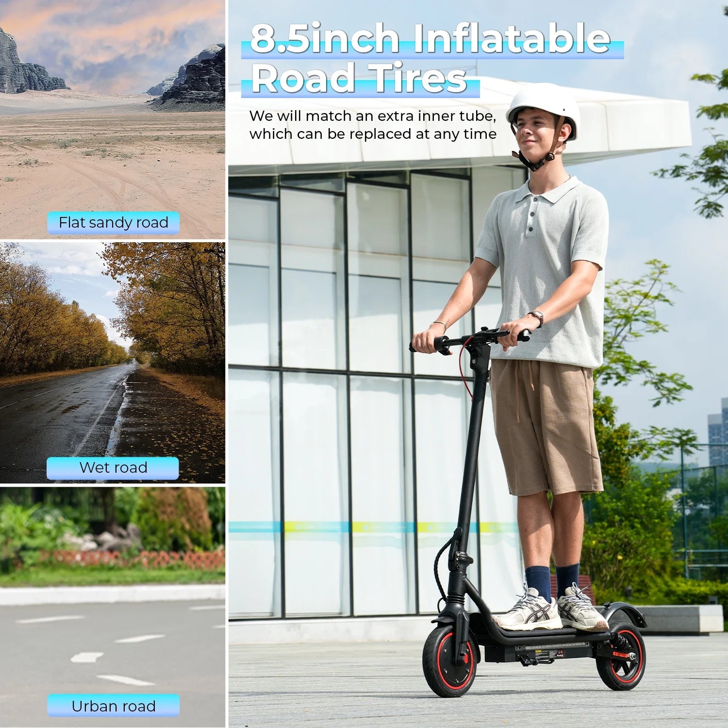ISCOOTER W7 Electric Scooter Adults 650W motor 36V10.5Ah E-Scooter 8.5"Inflatable road Tires Foldable EScooter.