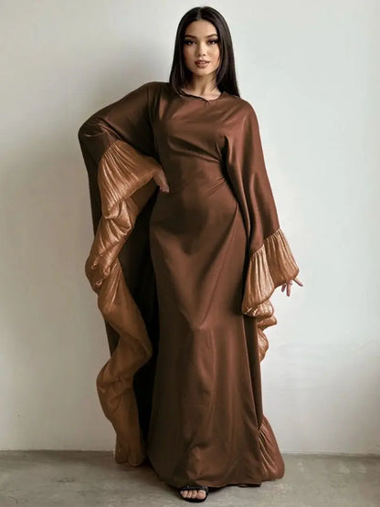 Ramadan Eid Kebaya Muslim Batwing Abaya Damen Dubai Luxury Abayas For Women Kaftan Satin Dress Islam Caftan Marocain Robe Femme
