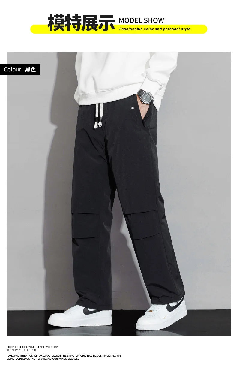 2025 Men's New, Lace-Up Elastic Waist Warm, Tooling, Outdoor Down Pants.