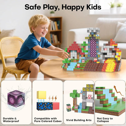 Magnetic Building Blocks Mine World Cube Magnet World Set for Kid Age DIY Model Children Stem Best Montessori Sensory Toy.