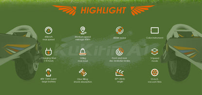 Kukirin A1 Adult Electric Scooter 800W Motor 48V 13Ah Battery Foldable Electric Scooter 10 Inch Vacuum Tires Electric Scooter.