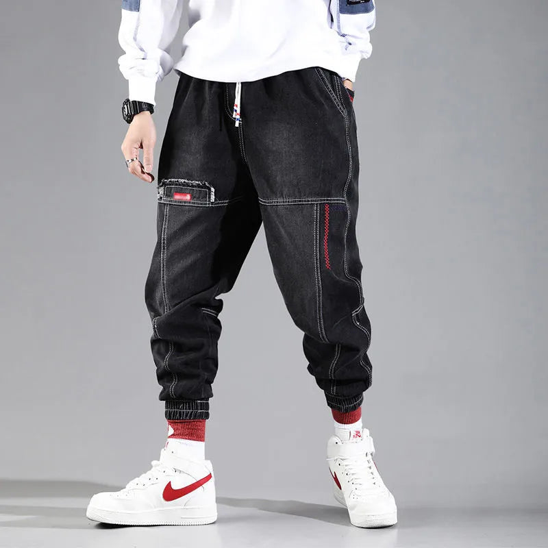 2025 New Streetwear Hip Hop Cargo Pants Men's Jeans Elastic Harun Joggers In Autumn and Spring Men ClothIng