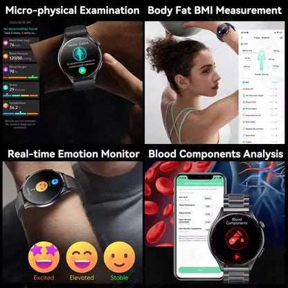 2025 New NFC  Health MonitorUric Acid Blood Pressure Blood oxygen Body Analysis Smart Watch ECG+PPG Clock Smartwatch Men lady.