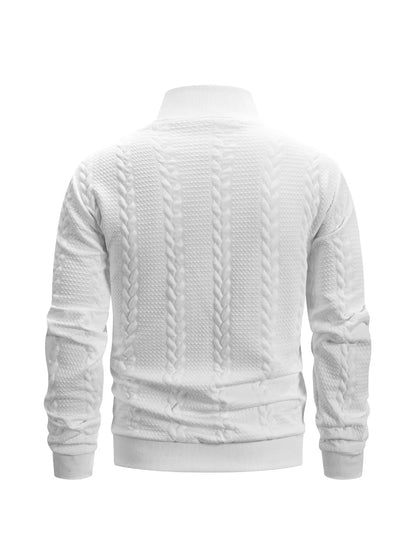 Autumn Casual Long Sleeve Pullover Turtleneck for Old Money Style Solid Color Knitted Jacquard Round Neck Sweater Male Clothing.