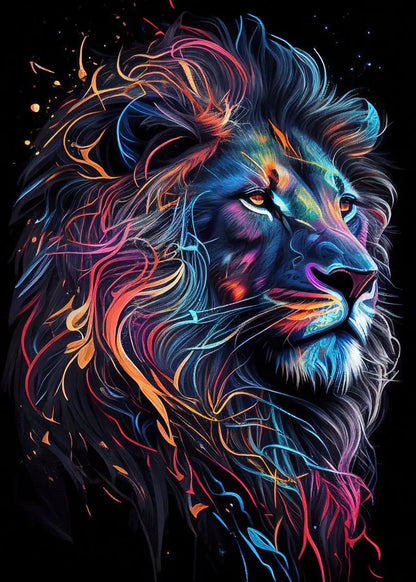 Black and Golden Light Lion Posters Modern Animal Canvas Painting Picture  Wall Art for Living Room Home Decoration No Frame.