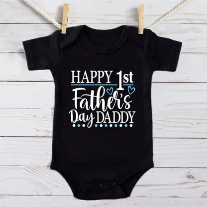 Happy 1st Vatertag Papa Druck neugeborenes Baby Jungen Mädchen Stram pler Kleidung Kleinkind Sommer Kurzarm Body Väter Tag Geschenke.