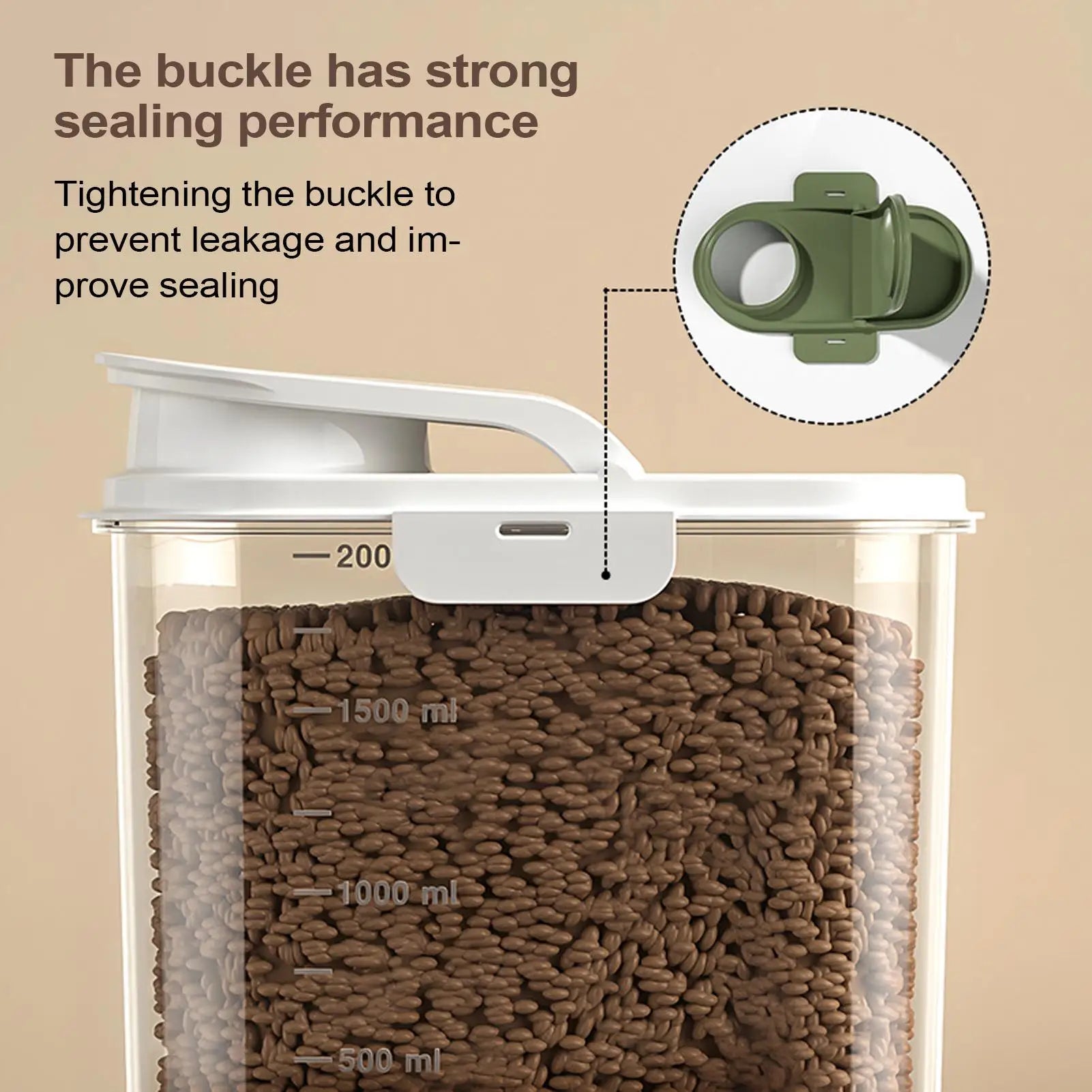 2L Pet Food Container Airtight Pet Food Storage Containers Canister with Lid for Sugar Rice Cereal Nut Pasta Snack Organizer.