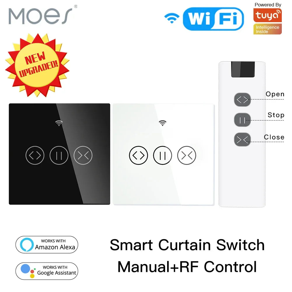 US EU WiFi RF433 Smart Touch Vorhang Rollos Motorschalter Tuya Smart Life App Fernbedienung Funktioniert mit Alexa Google Home.