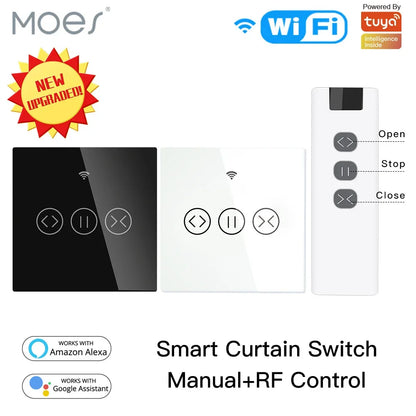 US EU WiFi RF433 Smart Touch Vorhang Rollos Motorschalter Tuya Smart Life App Fernbedienung Funktioniert mit Alexa Google Home.