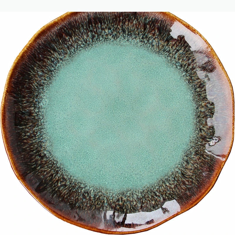 8 inch European ceramic dish Western steak dish pasta home dish plate kiln transmutation glaze china plates.