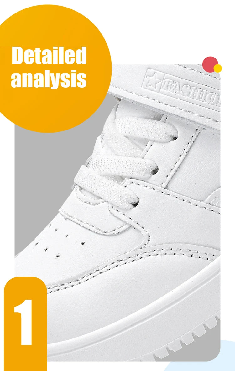 White Kids Sneakers Boys Sports Running Shoes Breathable Mesh Lightweight Comfortable Outdoor Tennis Casual Walking Shoes.