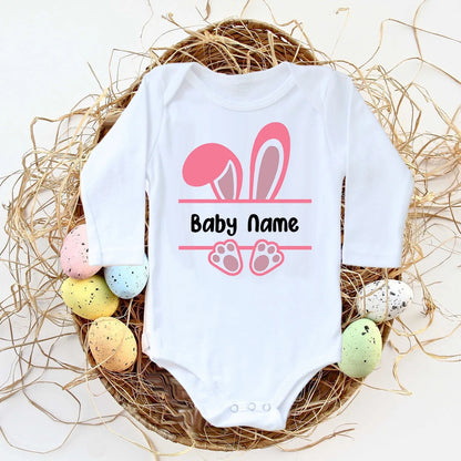 Personalisierter Ostern-Baby-Body mit individuellem Namen, Säuglings-Outfits, Kleidung, Junge, Mädchen, Urlaub, Party, Overall, niedlicher Hase, Neugeborenen-Strampler.