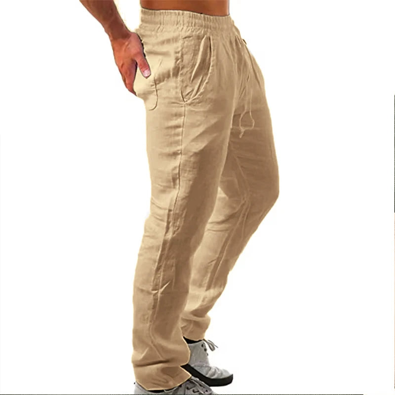 Korean Summer Men's Cotton Pants New Breathable Solid Color Comfortable Pants Fitness Yoga Jogging Sweatpants Streetwear.