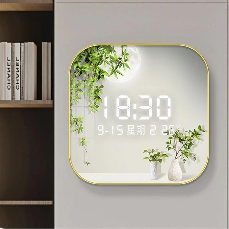 Wanduhr Digital anzeige stille Temperatur Uhr Quadrat Wohnzimmer Home Schlafzimmer Esszimmer Wandmalerei