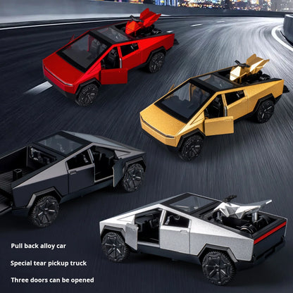 1:36 Cybertruck Toys Off Road Vehicle Die Cast Model Car Beach Motorcycle Hobby Collectible Birthday Gift For Boy.