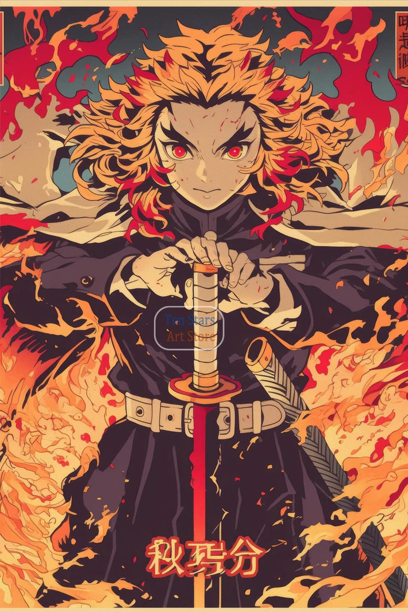 Tanjiro Kamado Nezuko Kamado Inosuke Shinobu Kocho Demon Slayer Poster Canvas Painting Wall Pictures Home Room Decor Anime Gifts.
