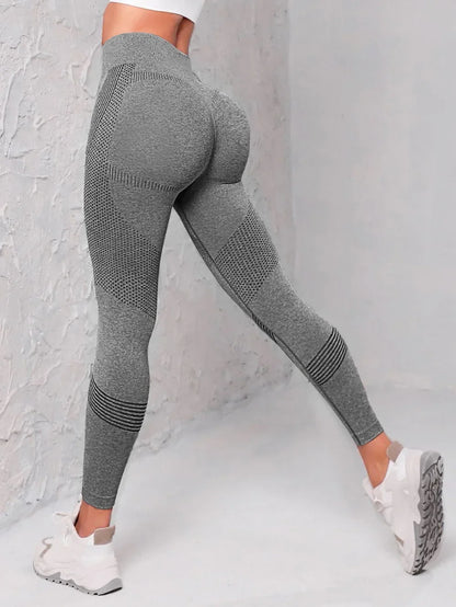 Elastic High Waist Leggings Women Knitted Solid Tights Seamless Butt Lift Fitness Yoga Fashion Skinnly Gym Sports Leggings.