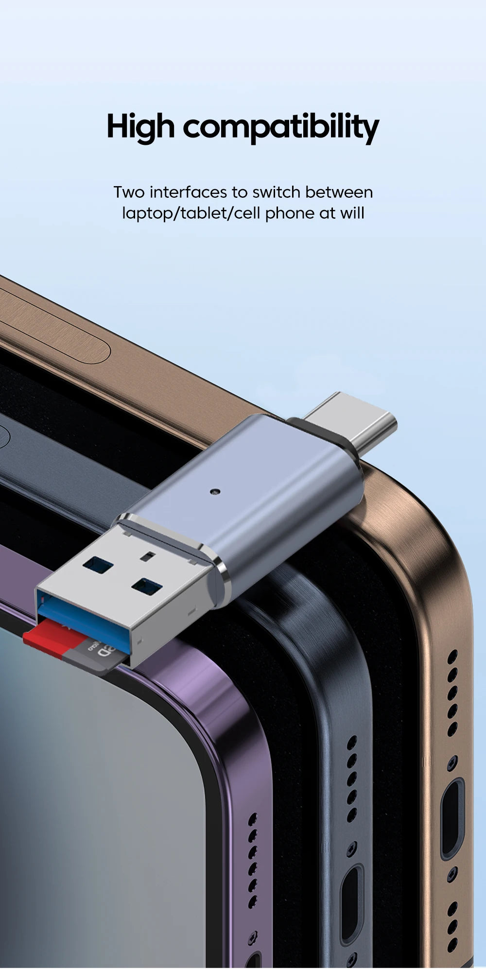 Elough USB 3.0 Card Reader SD TF Card Reader Lightning adaptador usb a tipo c High Speed Cardreader For iPhone Accessories.