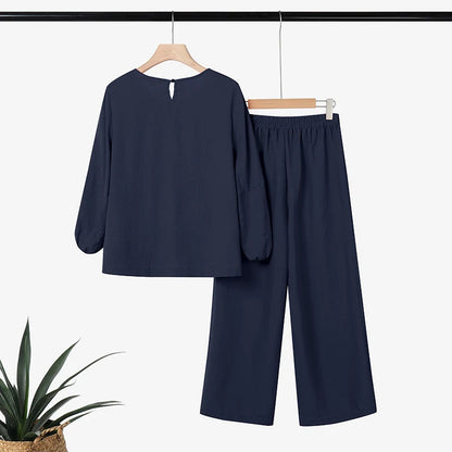 Fashion Women Two Piece Outfit ZANZEA Long Sleeve Top 2025 Autumn Casual High Waist Long Pants Sets Solid 2PCS Suits Tracksuit.