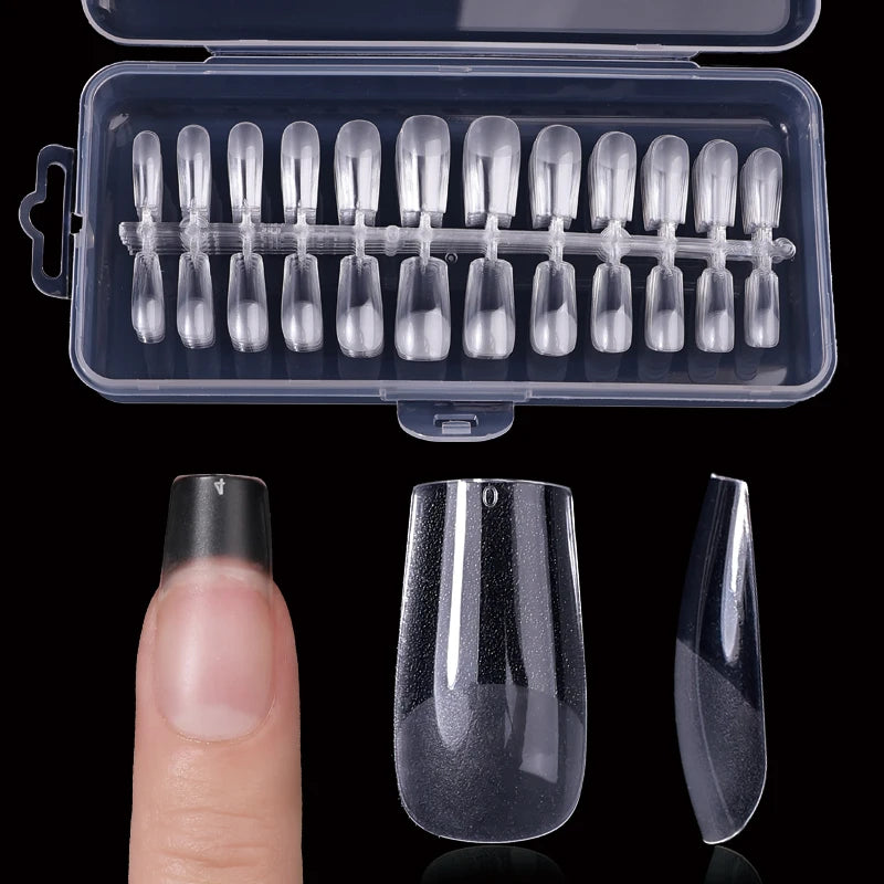 Fake Nail Press on Tips for Nails Extension Full False Acrylic Finger Short Artificial American Capsules Long Soft Gel Almond.