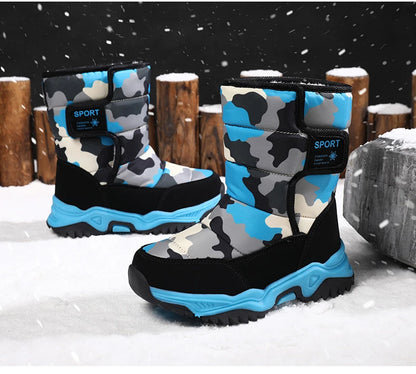 2025 Winter Children Shoes Plush Waterproof Fabric Non-Slip Girl Shoes Rubber Sole Snow Boots Fashion Warm Outdoor Boots