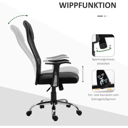 Vinsetto Bürostuhl Drehstuhl höhenverstellbar Chefsessel Schreibtischstuhl ergonomisch PU schwarz 66 x 73 x 108-118 cm