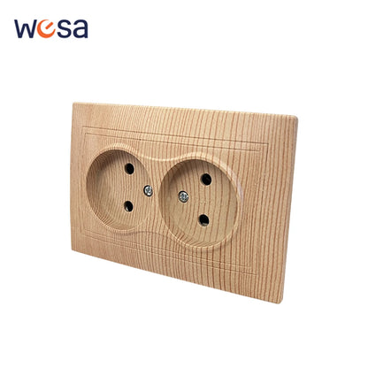 WESA Holzsteckdose, 16 A, EU-Standard, Steckdose, nicht geschliffen, 86 mm x 86 mm, flammhemmende Kunststoffplatten-Wandsteckdose