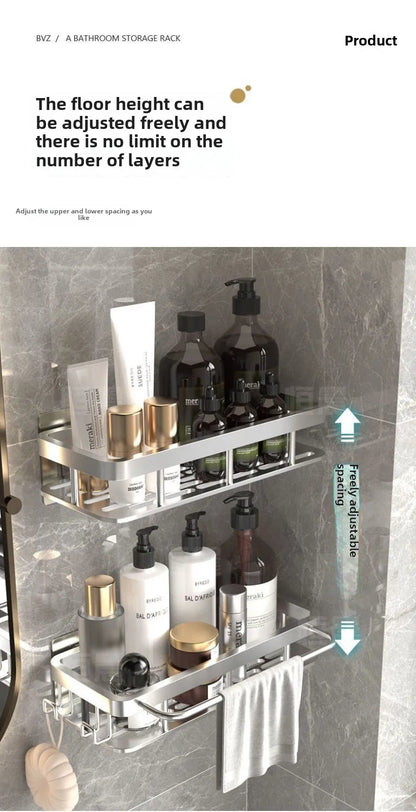 Badezimmerregale, schwarz, rostfrei, Wandmontage, nicht stanzbar, Aufbewahrungsregal, WC, Bad, Waschbecken, Wand-Badezimmerregale