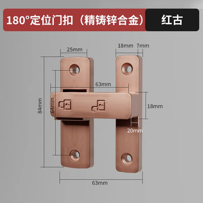 Riegel Riegel Indoor Non-Punch Türschloss Badezimmer Schiebetür Schnalle Schiebetür Snap Altmodische oberflächenmontierte Zimmertür