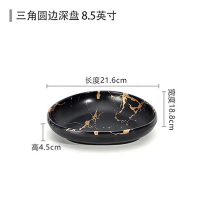 Marble Texture Imitation Melamine Plate BBQ Tableware Cake Fruits plates Snack Tray Outdoor Party Dishes Steak