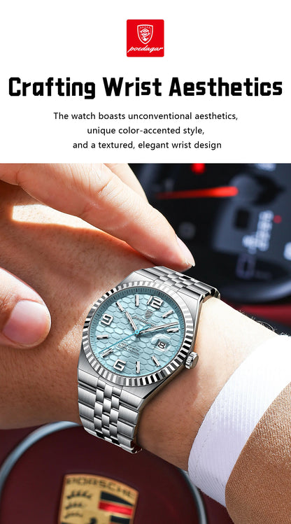 POEDAGAR High Quality Original Men Clock Waterproof Luminous Date Luxury Man Watch Stainless Steel Quartz Men's Watches Male+Box.