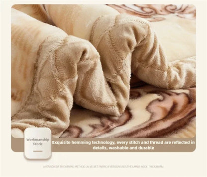 European Style Warm Raschel Blanket for Winter High End Soft Thicken Warmth Weighted Blanket Double Side Flocked Comforter Duvet.