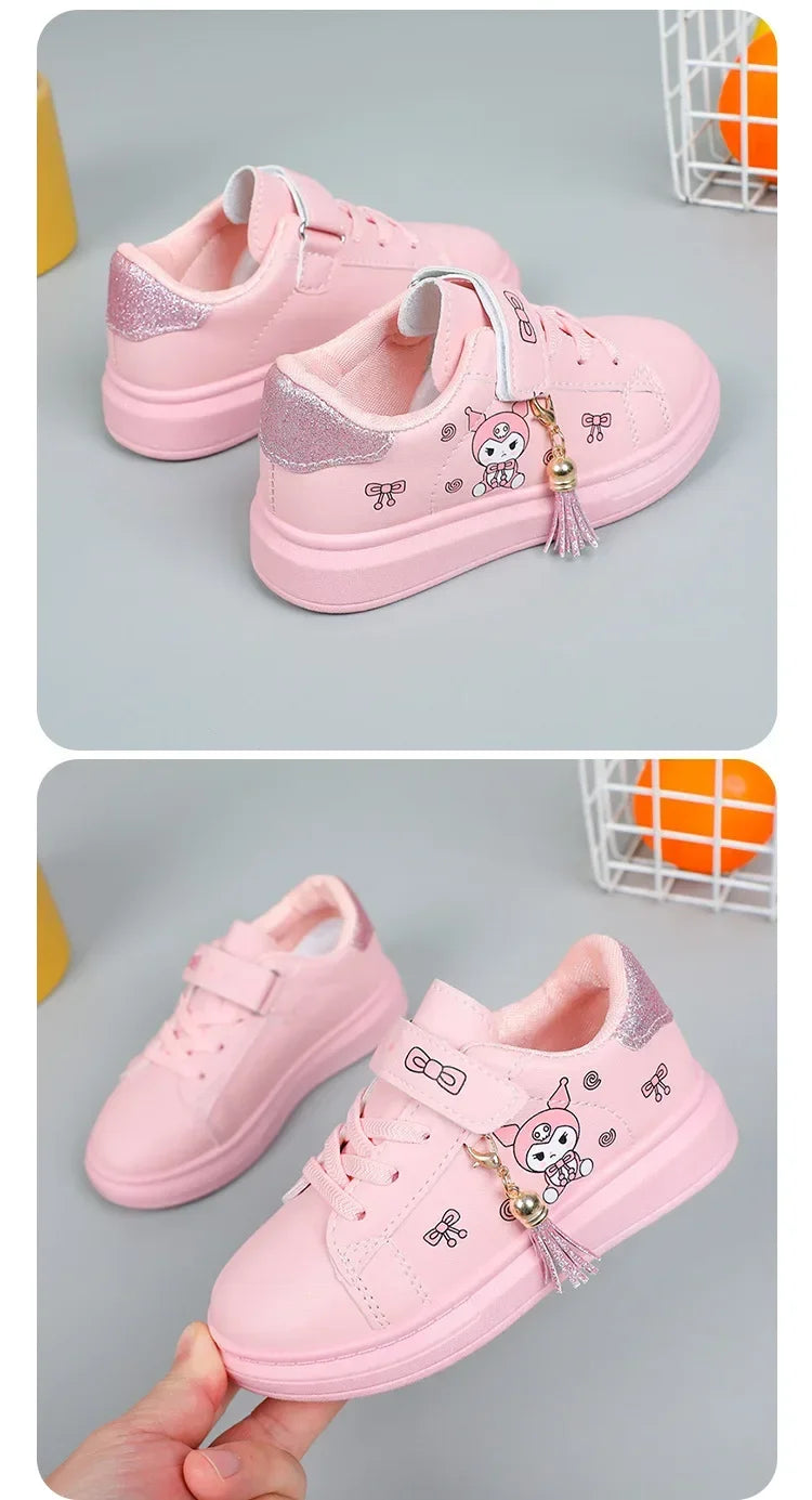 2025 Children's Little White Shoes Girls' Student Flat Bottom Casual Sports Shoes Low Top Spring Korean Plate Shoes.