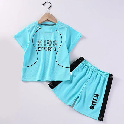 Children Clothing Set Kids Short Sleeved Summer Outfit Quick Drying Football Set Boy Girl Sport Wear Soft Breathable 1-12 Years.