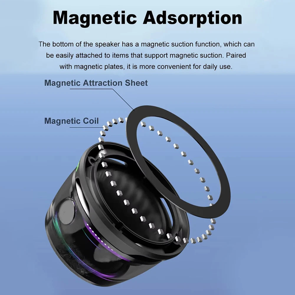 G200 Magnetic Portable Bluetooth 5.3 Speaker Mini Sound Box Multifunctional LED Color Light Stereo Soundbar Wireless Loudspeaker.