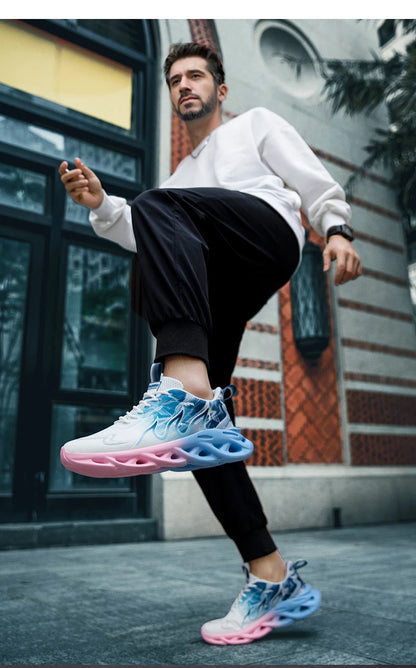 Men Running Shoes Mesh Breathable Flat Cushioning Soft Comfortable Sneakers Outdoor Gym Trendy Casual Jogging Shoes for Men.