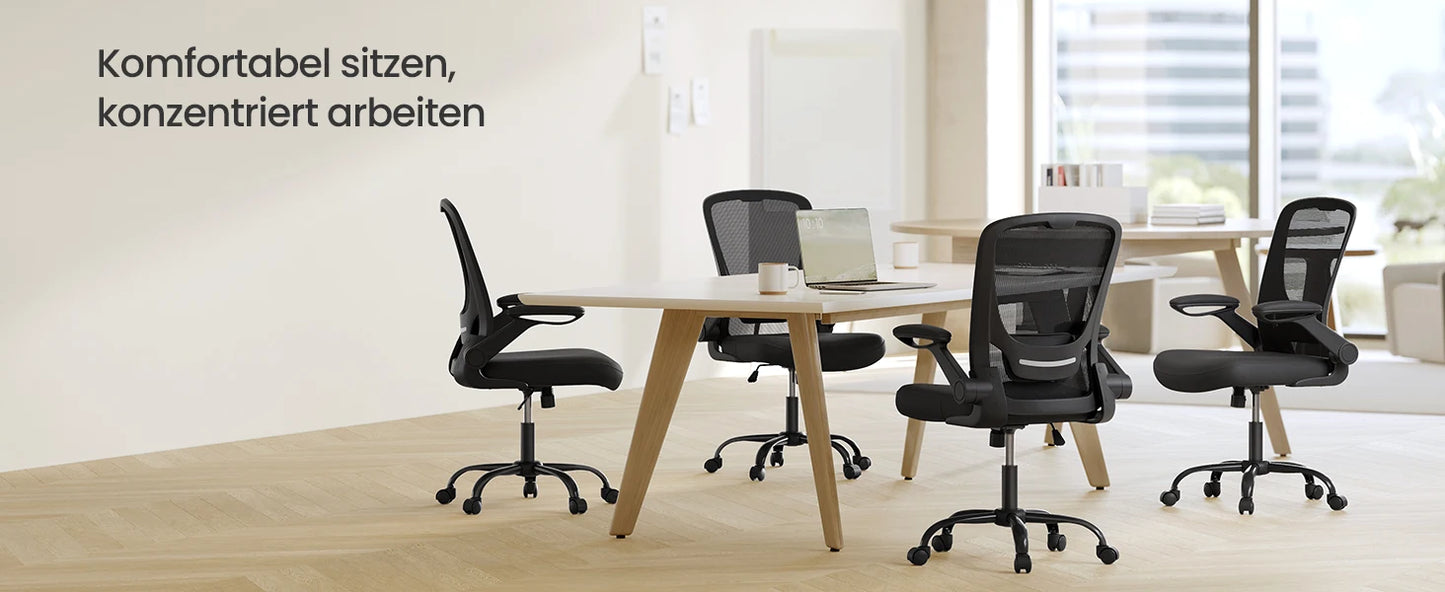 SONGMICS Bürostuhl, Schreibtischstuhl, Drehstuhl mit Netzspannung, ergonomisch, gepolsterte Lendenstütze, Wippfunktion