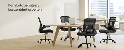 SONGMICS Bürostuhl, Schreibtischstuhl, Drehstuhl mit Netzspannung, ergonomisch, gepolsterte Lendenstütze, Wippfunktion